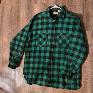 L.L. Bean Vintage Maine Guide Mens XLT Green Buffalo Checked Shirt